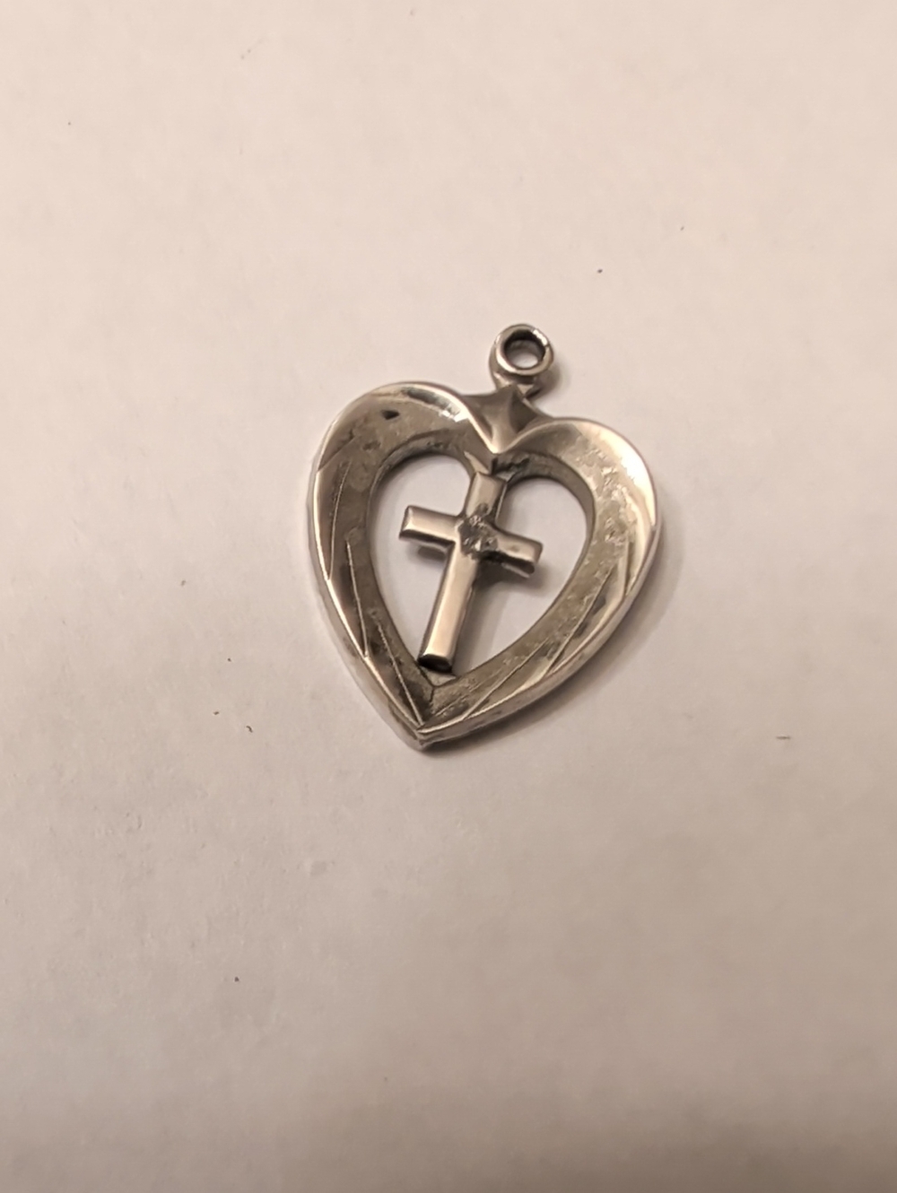Sterling Silver Heart & Cross Pendant - Silver